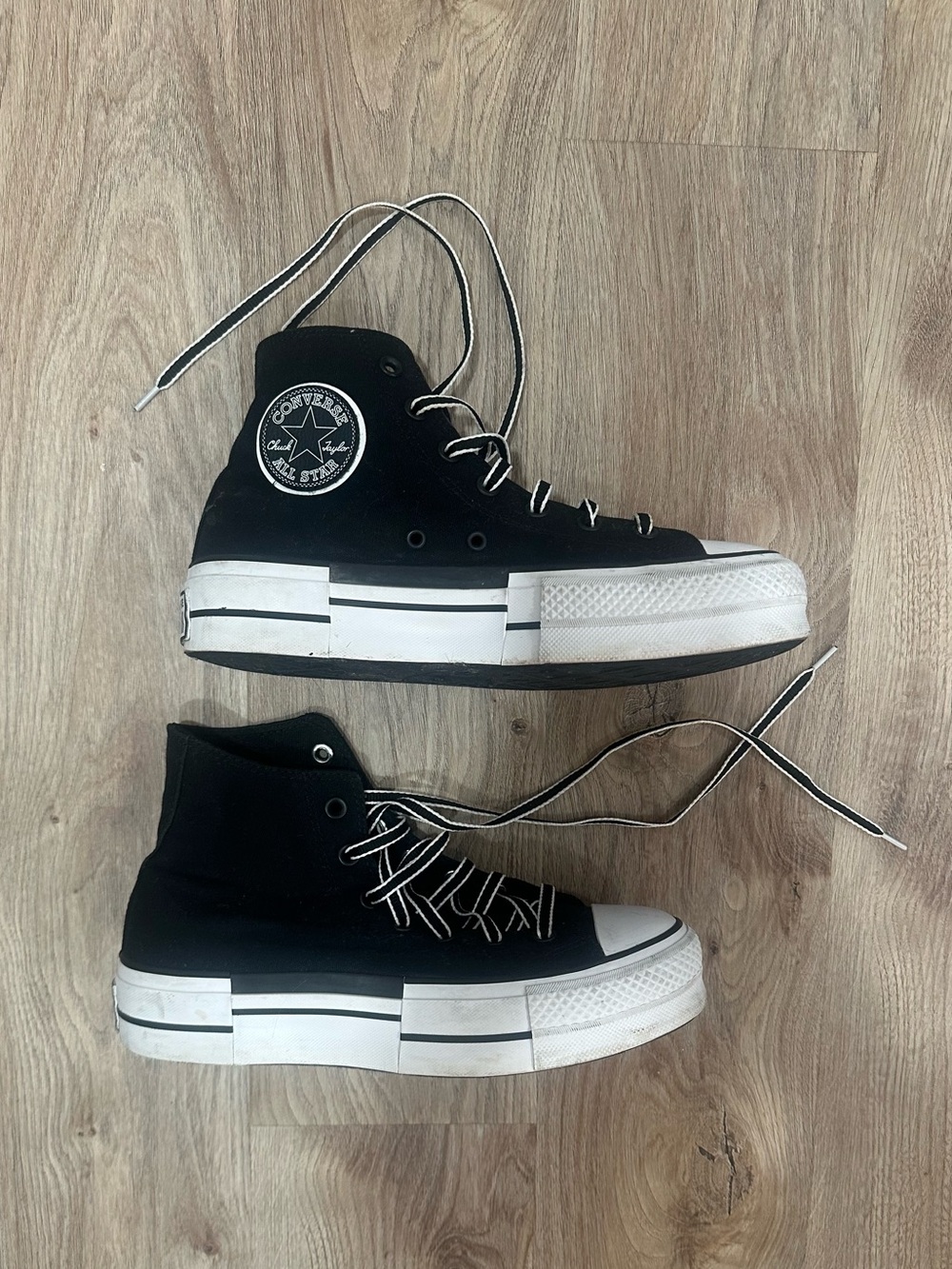 Converse Chuck Taylor All Star Black High-Top Platform Sneakers - Picture 2 of 4